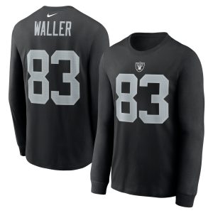 Las Vegas Raiders Men's Shirt Nike Darren Waller Player Name & Number Long Sleeve T
